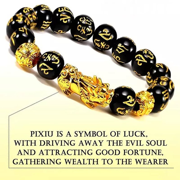 Black Obsidian Fengshui Wealth Bracelet PIXIU bracelet - Picture 3 of 4